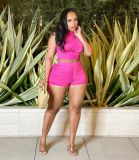 Women clothes drawstring two-piece summer vest shorts set