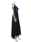 Women clothes Sexy Sequin Striped V-Neck Embroidered Formal Party Long Dress