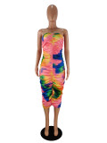 Women clothes Summer Fashion Print Strapless Long Dress