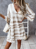 Women clothes summer V Neck lace Patchwork casual dress