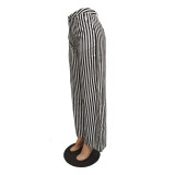 Sexy Ladies Striped Wide Leg Pants (No Stretch)