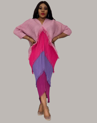 Miyake Pleated Spring Fringed Basic Dress