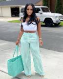 Sexy Ladies Striped Wide Leg Pants (No Stretch)