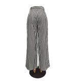 Sexy Ladies Striped Wide Leg Pants (No Stretch)