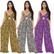 Plus Size Women Fashion Print Sexy Cutout Jumpsuit