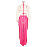 Plus Size Women Cutout Fringe Beachwear Two-Piece Set