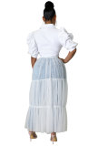 Women Summer Short Sleeve Mesh Shirt Dress