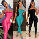 Summer Women sexy furry off shoulder Jumpsuit