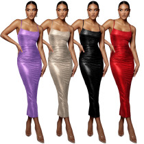 Women Sexy Pleated Straps Bodycon Dress Women Sexy Pleated Straps Bodycon Dress