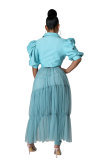 Women Summer Short Sleeve Mesh Shirt Dress