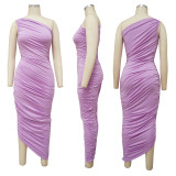 Casual sexy bodycon skirt Slash shoulder slim dress