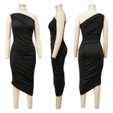 Casual sexy bodycon skirt Slash shoulder slim dress