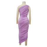 Casual sexy bodycon skirt Slash shoulder slim dress