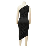 Casual sexy bodycon skirt Slash shoulder slim dress