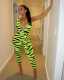 Summer Autumn V-shaped Lace-Up Fashion Print Jumpsuit