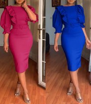 Plus Size African Women Ruffles Short Sleeve Bodycon Dress Plus Size African Women Ruffles Short Sleeve Bodycon Dress