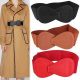 Red Elastic Waistband Wide Belt Ladies Black Stretch Bow Waist Belt(MOQ 2)