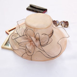Summer Flower Mesh Sun Hat Beach Sunscreen Sun Hat Women'S Organza Formal Top Hat