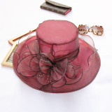 Summer Flower Mesh Sun Hat Beach Sunscreen Sun Hat Women'S Organza Formal Top Hat