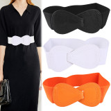 Red Elastic Waistband Wide Belt Ladies Black Stretch Bow Waist Belt(MOQ 2)
