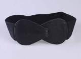 Red Elastic Waistband Wide Belt Ladies Black Stretch Bow Waist Belt(MOQ 2)