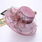 Summer Flower Mesh Sun Hat Beach Sunscreen Sun Hat Women'S Organza Formal Top Hat