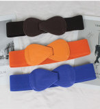 Red Elastic Waistband Wide Belt Ladies Black Stretch Bow Waist Belt(MOQ 2)
