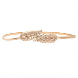 Ladies Gold Silver Leaf Women's Metal Belt Elastic Belt Autumn Winter (MOQ 2)