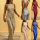 Round Neck Sleeveless Style Bright Yarn Silver Dot Jumpsuit Women's Apparel
