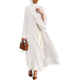 Muslim Solid Color Cardigan Feminine Flowing Chiffon Plus Size Women's Dress