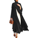 Muslim Solid Color Cardigan Feminine Flowing Chiffon Plus Size Women's Dress