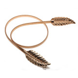 Ladies Gold Silver Leaf Women's Metal Belt Elastic Belt Autumn Winter (MOQ 2)