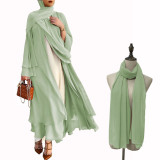 Muslim Solid Color Cardigan Feminine Flowing Chiffon Plus Size Women's Dress