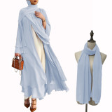 Muslim Solid Color Cardigan Feminine Flowing Chiffon Plus Size Women's Dress