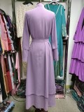 Muslim Solid Color Cardigan Feminine Flowing Chiffon Plus Size Women's Dress