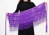 Halloween belly dance four-layer fringed Belt bohemian skirt sequins