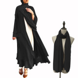 Muslim Solid Color Cardigan Feminine Flowing Chiffon Plus Size Women's Dress
