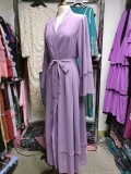 Muslim Solid Color Cardigan Feminine Flowing Chiffon Plus Size Women's Dress