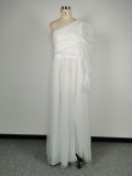 Plus Size Women One Shoulder Mesh Slit Dress