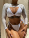 Sexy Three Piece Long Sleeve Sunscreen Swimsuit Mesh Bikini Swimwear