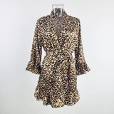 Temptation Sexy Pajamas Simulation Silk Ruffle Sleeve Cardigan Robe Nightgown