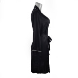 Spring And Summer Female Imulation Silk Pajamas Sexy Cardigan Hotel Nightgown Bathrobe Home Wear