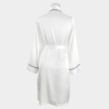 Spring And Summer Female Imulation Silk Pajamas Sexy Cardigan Hotel Nightgown Bathrobe Home Wear