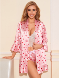 Summer Sexy Pajamas Home Clothes Print Nightgown Simulation Leopard Print Bathrobe Three Piece Set