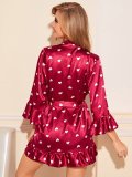 Summer Sexy Pajamas Home Clothes Print Nightgown Simulation Leopard Print Bathrobe Three Piece Set