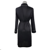 Spring And Summer Female Imulation Silk Pajamas Sexy Cardigan Hotel Nightgown Bathrobe Home Wear
