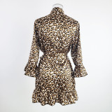 Temptation Sexy Pajamas Simulation Silk Ruffle Sleeve Cardigan Robe Nightgown
