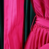 Summer V-Neck Sexy Lace-Up Pleated Wide Leg Plus Size Jumpsuit
