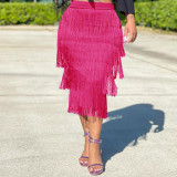 Summer women's dress fringed fashion flowy skirt midi skirt