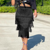 Summer women's dress fringed fashion flowy skirt midi skirt